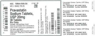 Label 20mg 30ct - LABEL PRAVASTATIN TABS 20MG BPI(10544 505 30) GLENMARK(68462 196 05) REV0
